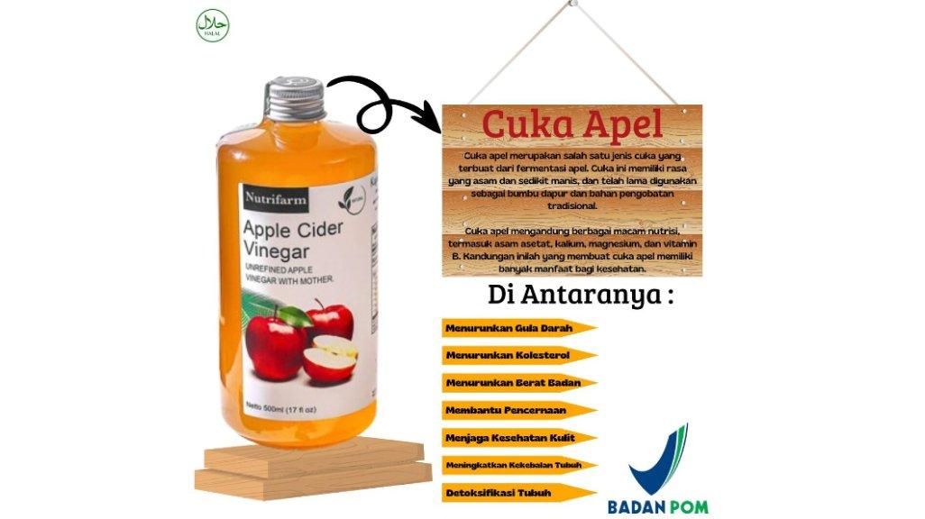 NUTRIFARM CUKA APEL ORIGINAL ORGANIK 500ML / APPLE CIDER VINEGAR WITH MOTHER