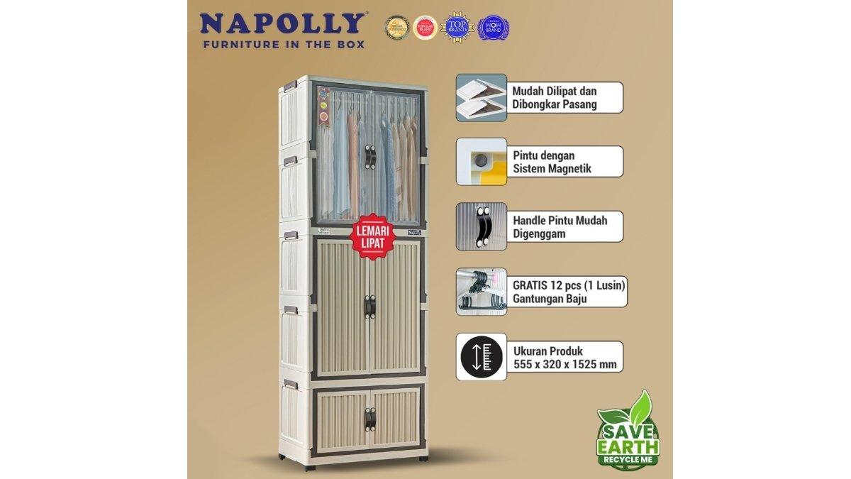 Napolly Lemari Anak/Bayi (Toddler Friendly) 2 pintu 5 susun POLICABINE 221