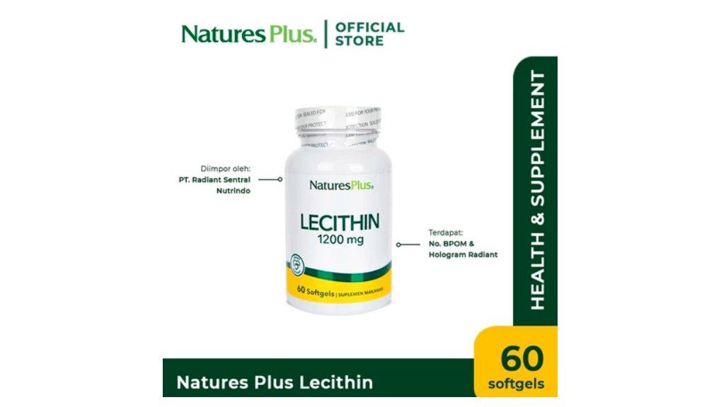 Natures Plus Lecithin 1200mg - 60 Softgels, Membantu Kesehatan Hati