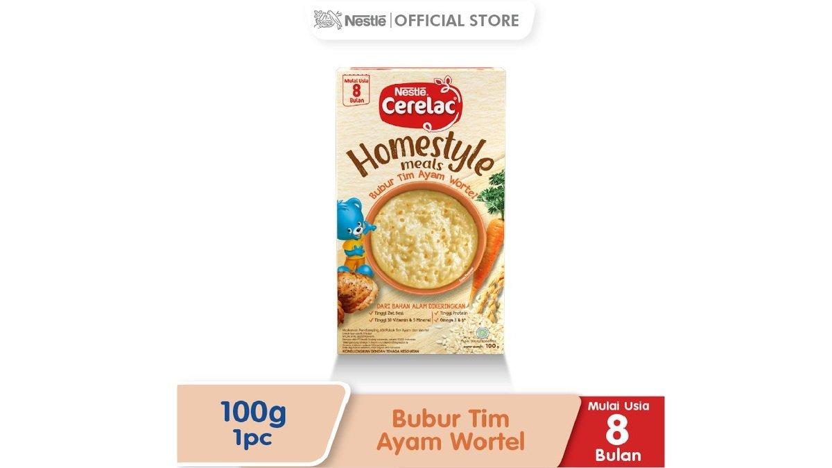 Nestle Cerelac Homestyle Bubur Tim Ayam Wortel 100 g tersedia di Indomaret.