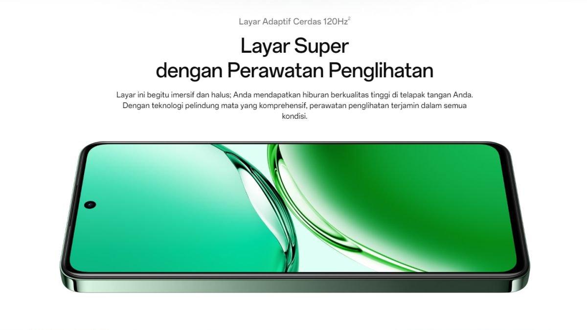 Ilustrasi layar OPPO Reno12 F 4G