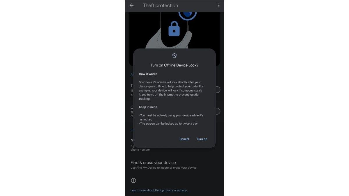 Ilustrasi mengaktifkan fitur Offline Device Lock di HP Android