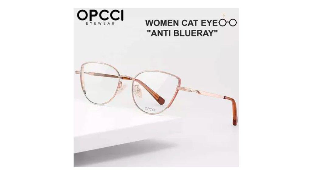 Opcci Kacamata Antiradiasi Blueray Style Cat Eye Fashionable Women Bahan TR90+Metal 702