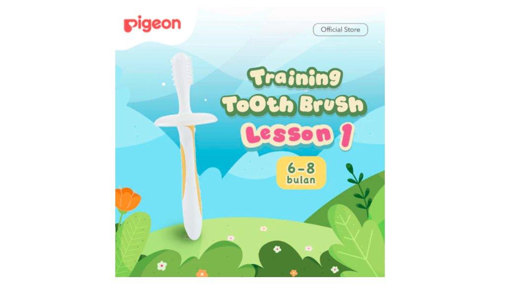 PIGEON TRAINING TOOTHBRUSH LESSON 1 YELLOW | Sikat Gigi Bayi