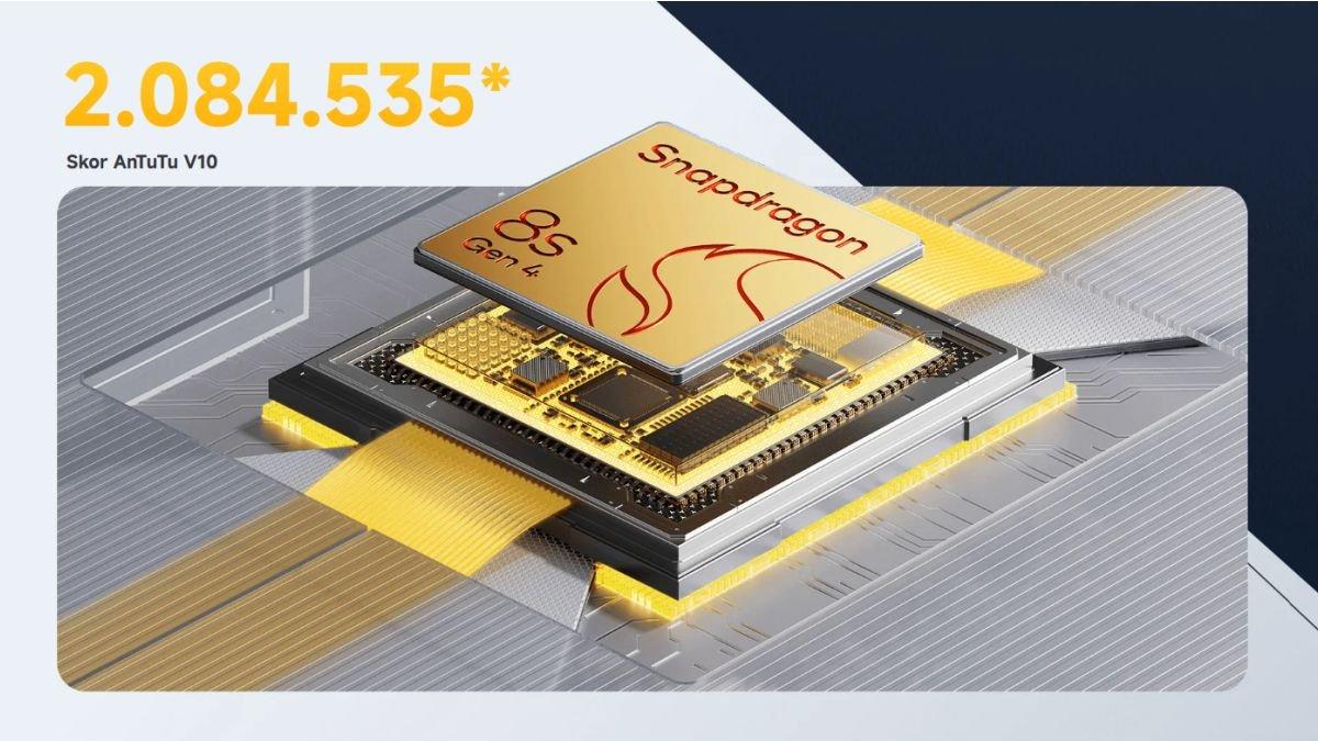 Ilustrasi Snapdragon 8s Gen 4 yang menopang dapur pacu POCO F7