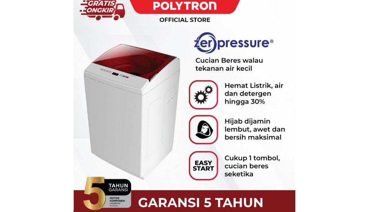 POLYTRON Mesin Cuci 1 Tabung Zeromatic series Hijab 7.5 KG - PAW 7527R