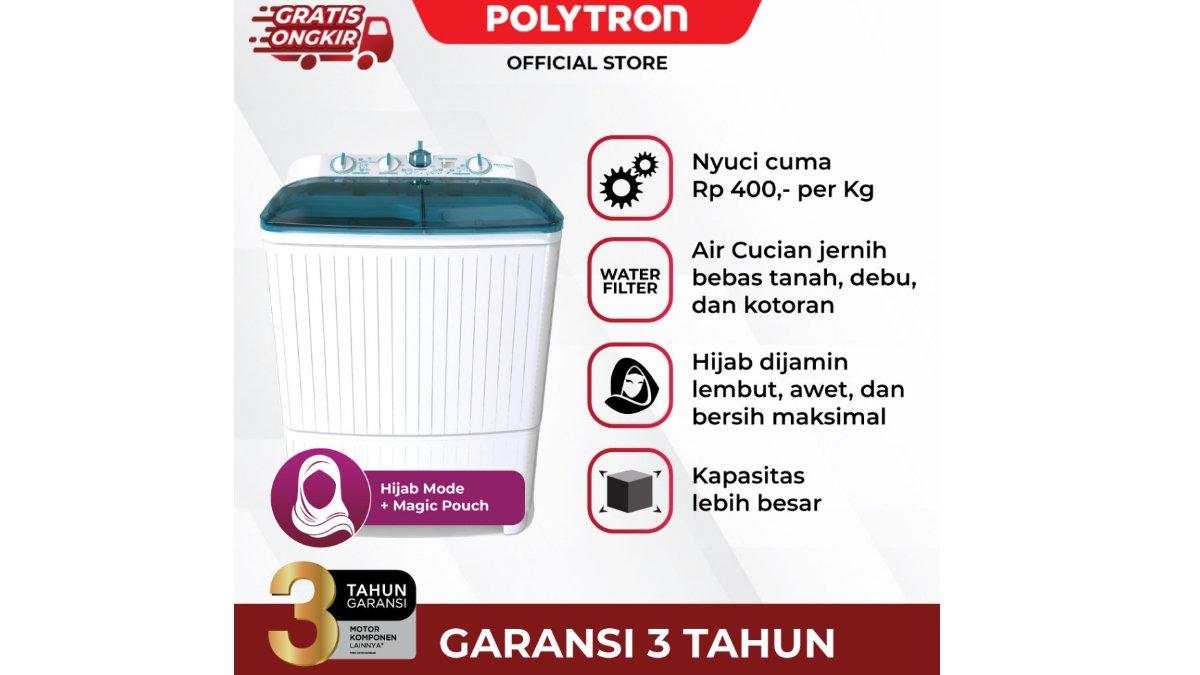POLYTRON Mesin cuci 2 tabung Primadona Giant series hijab 10 Kg PWM 1082