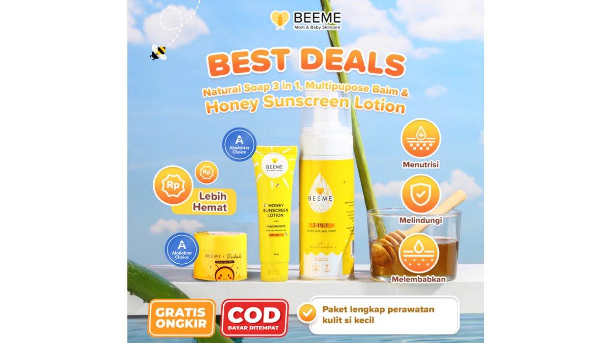 Paket Beeme Multipurpose Balm + Natural Soap 3 in 1 + Honey Sunscreen Lotion SPF 50 +++ 25g