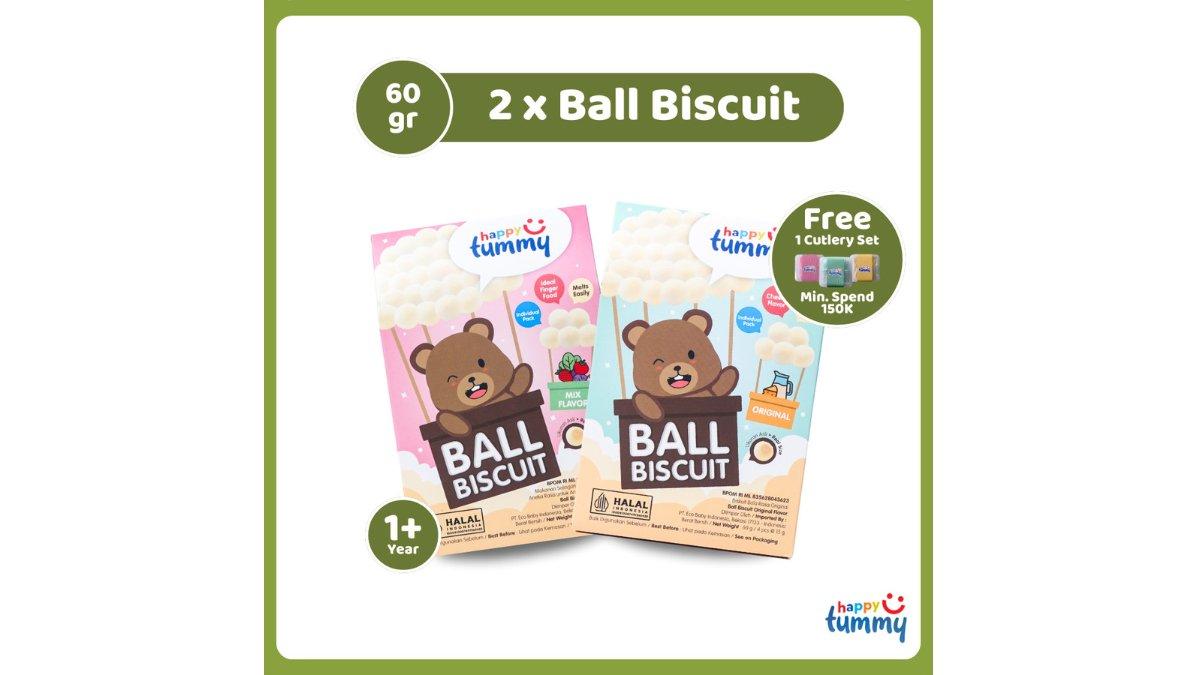 Paket Hemat Snack MPASI Happy Tummy Ball Biscuit Mix & Ori 60gr