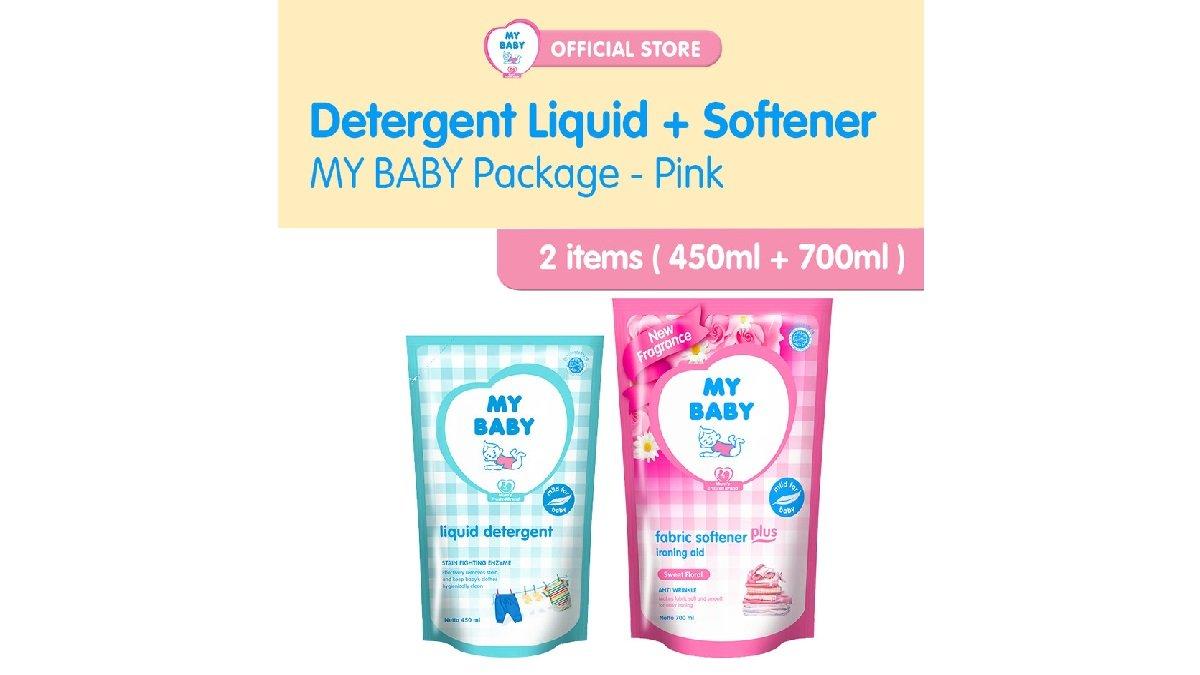 Paket My Baby Liquid Detergent 450ml & My Baby Softener Sweet Floral 675ml.