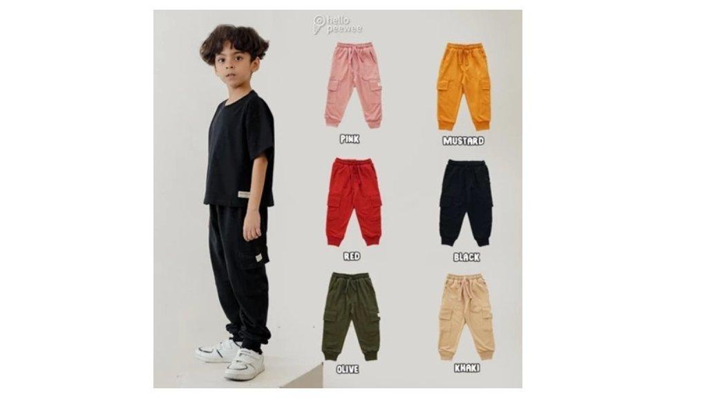 Peewee Kids Celana Panjang Cargo Pants Anak Laki Laki Perempuan Unisex 1-12 Tahun