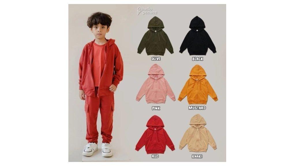 Peewee Kids Jaket Hoodie Zipper Resleting Sleting Sweater Anak 1-12 Tahun