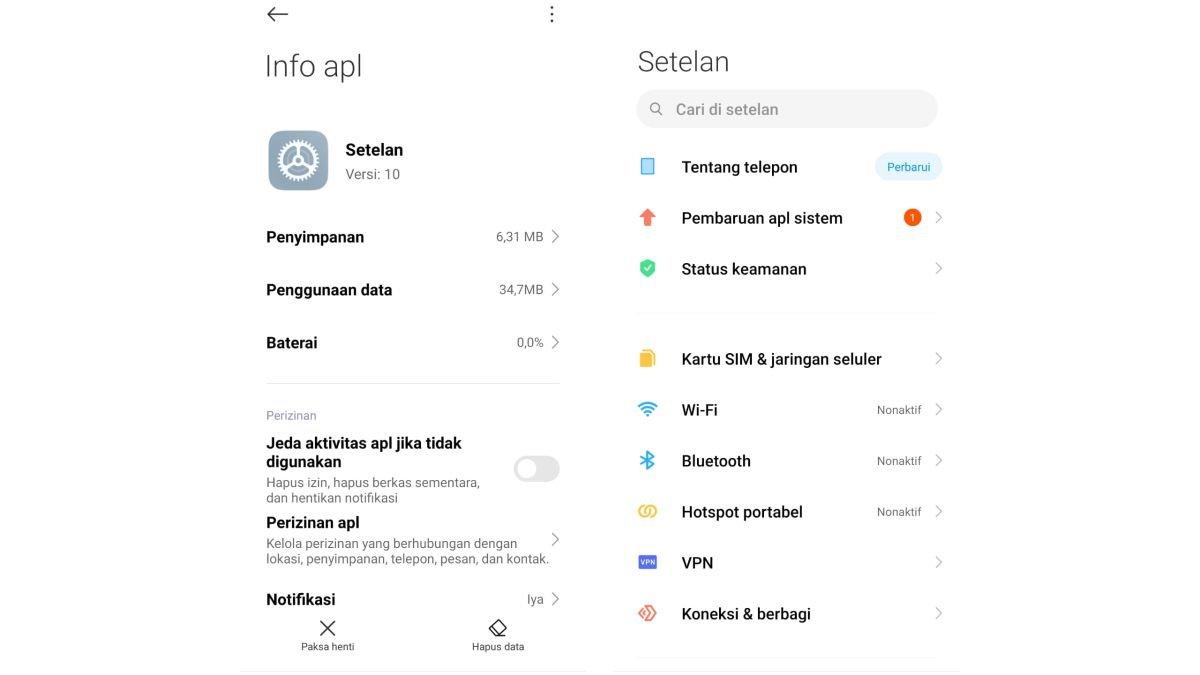 Ilustrasi Pengaturan atau Settings di HP Xiaomi