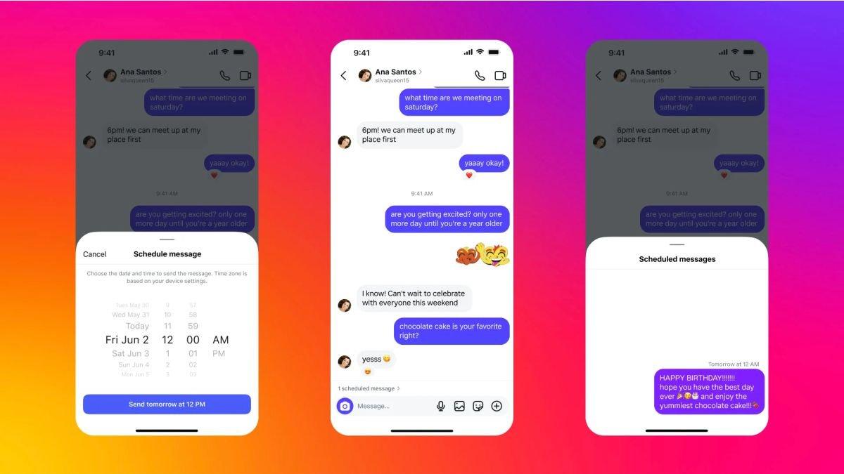 Ilustrasi fitur Penjadwalan Pesan di DM Instagram