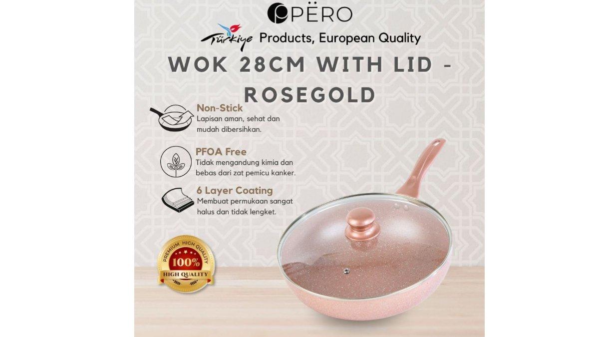 Pero Granite Wokpan 28cm with Glass Lid