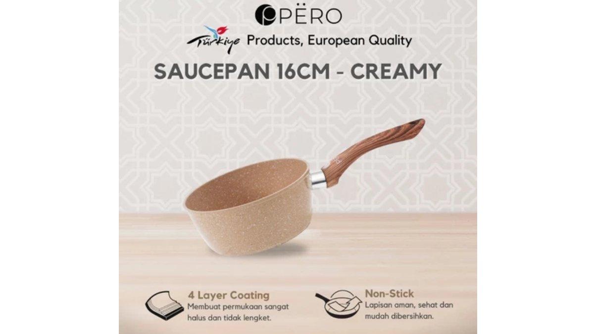 Pero Ruby Sauce Pan 16cm Biogranite with Wooden Handle
