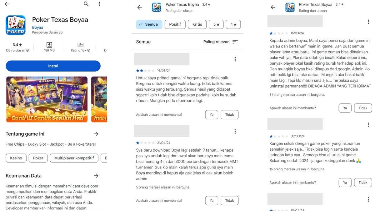 Tangkapan layar game Poker Texas Boyaa di Google Play Store