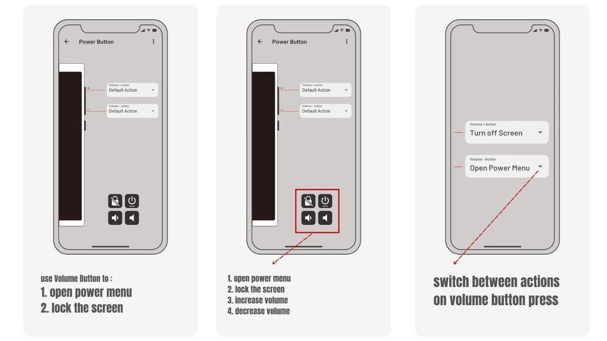 Ilustrasi aplikasi Power Button to Volume Button