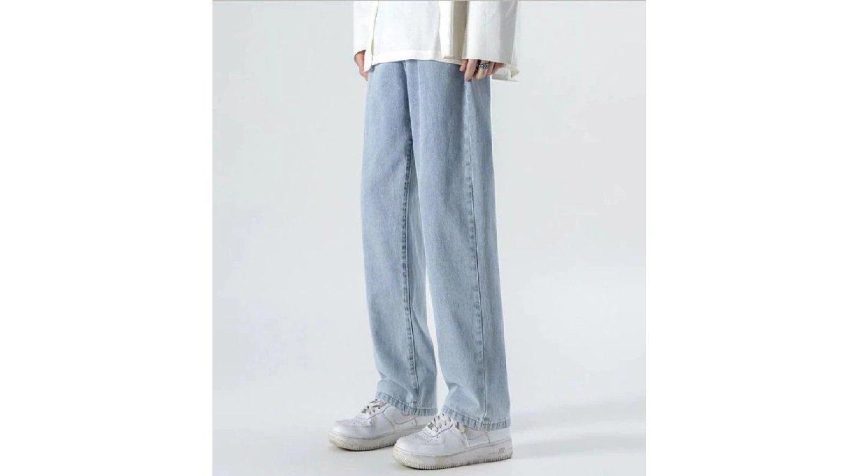 ROMINSY - Celana Panjang Jeans Pria Blue Jeans Korean Style Original Loose Straight