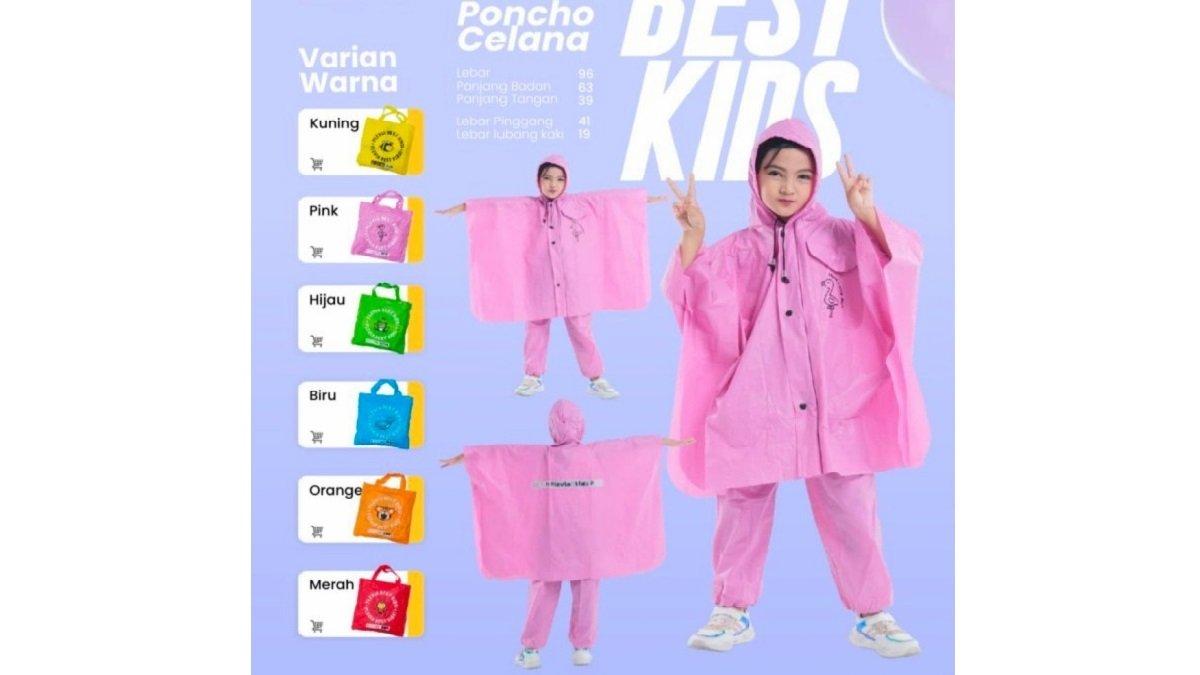 Rekomendasi Jas Hujan Anak Plevia Jas Hujan Anak Bestkids Set Celana dan Ponco.