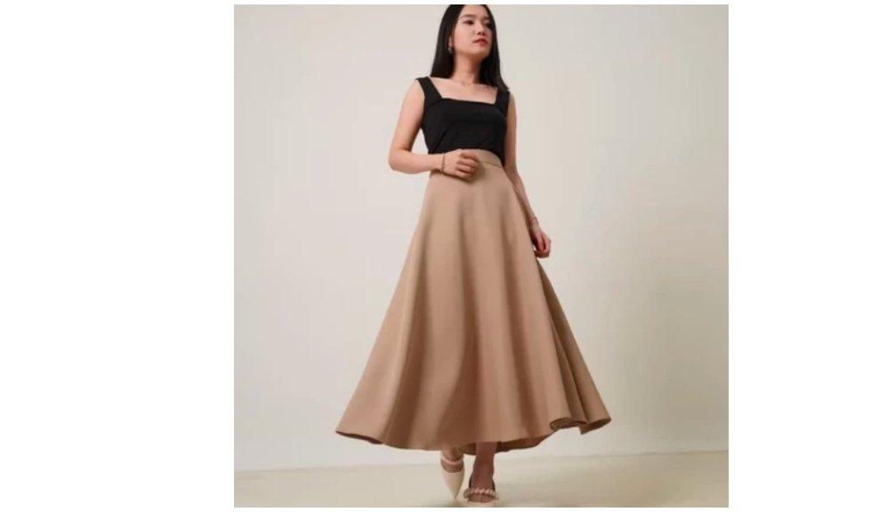 Rok Flare FUJI Midi Skirt | Rok Kerja Kuliah Wanita