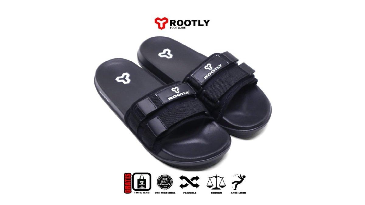 Rootly Sandal Selop Full Black Slipper Unisex