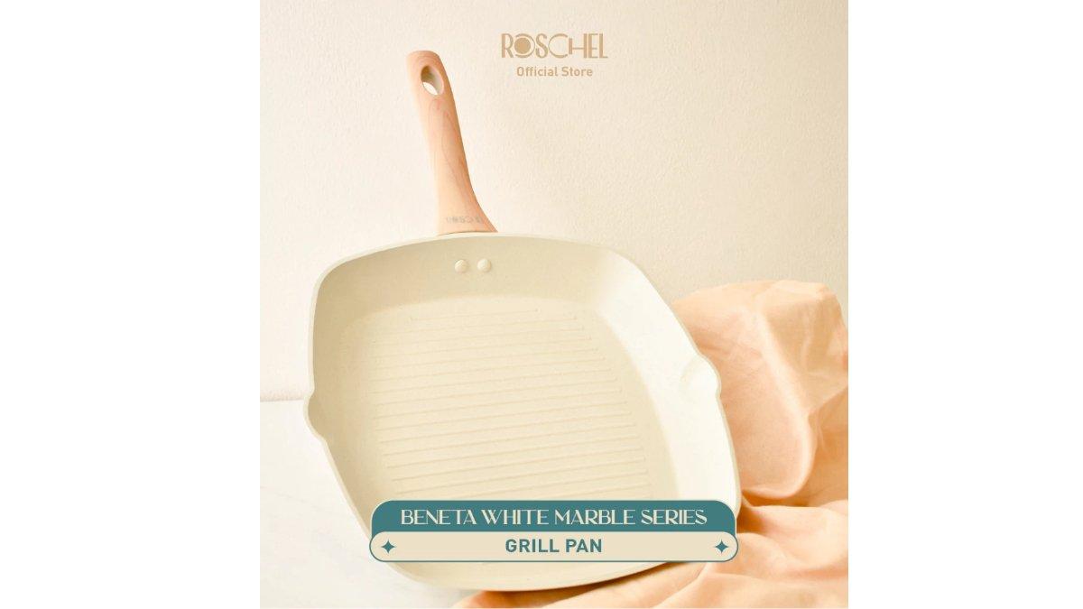 Roschel Beneta White Marble Coating Non-Stick Grill Pan 28 cm