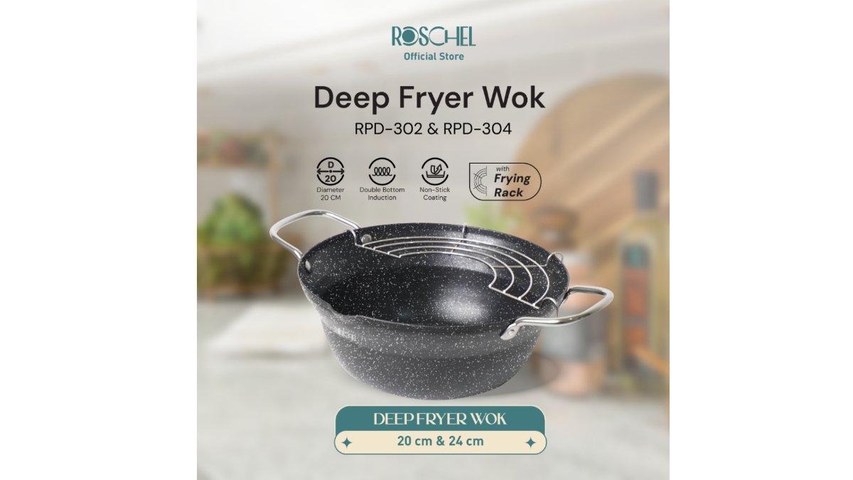 Roschel Deep Frying Wok Marble Non Stick 