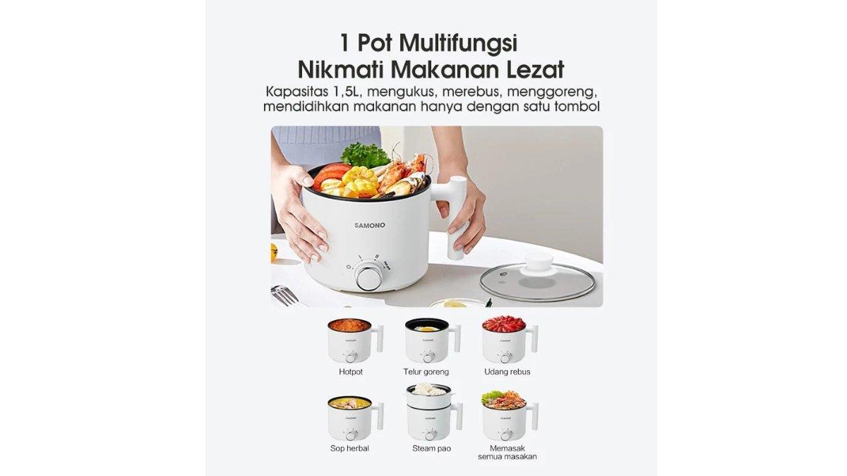 SAMONO Panci Listrik 1.5L SW-DG04S bisa memasak beragam menu secara mudah.