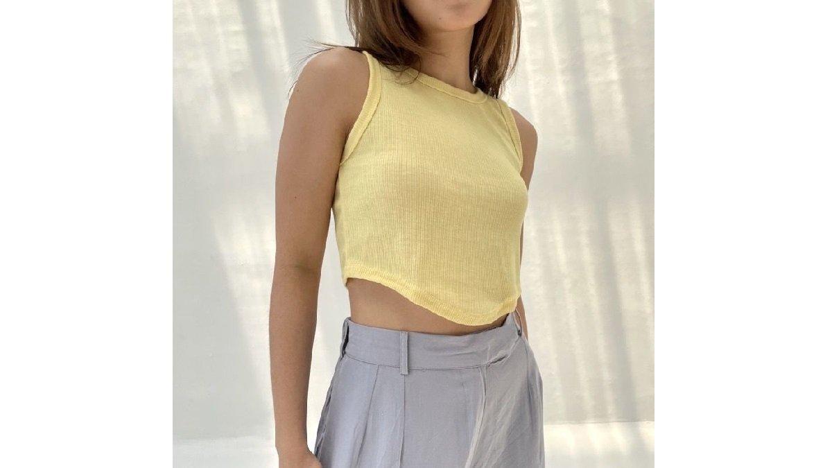 SORA TOP Ribbed Tank Top Crop Summer Basic