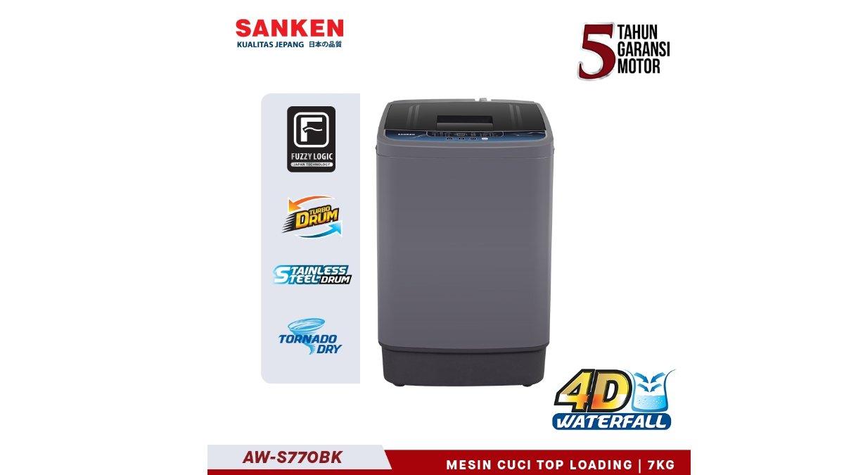  Sanken Mesin Cuci 1 Tabung AW-S770BK Top Loading 7Kg