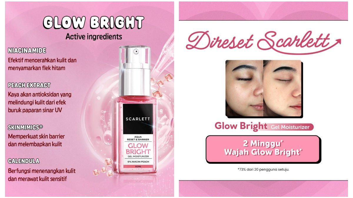  Scarlett Whitening Aqua Reset & Barrier Glow Bright Gel Moisturizer 6 persen Niacin-Peach