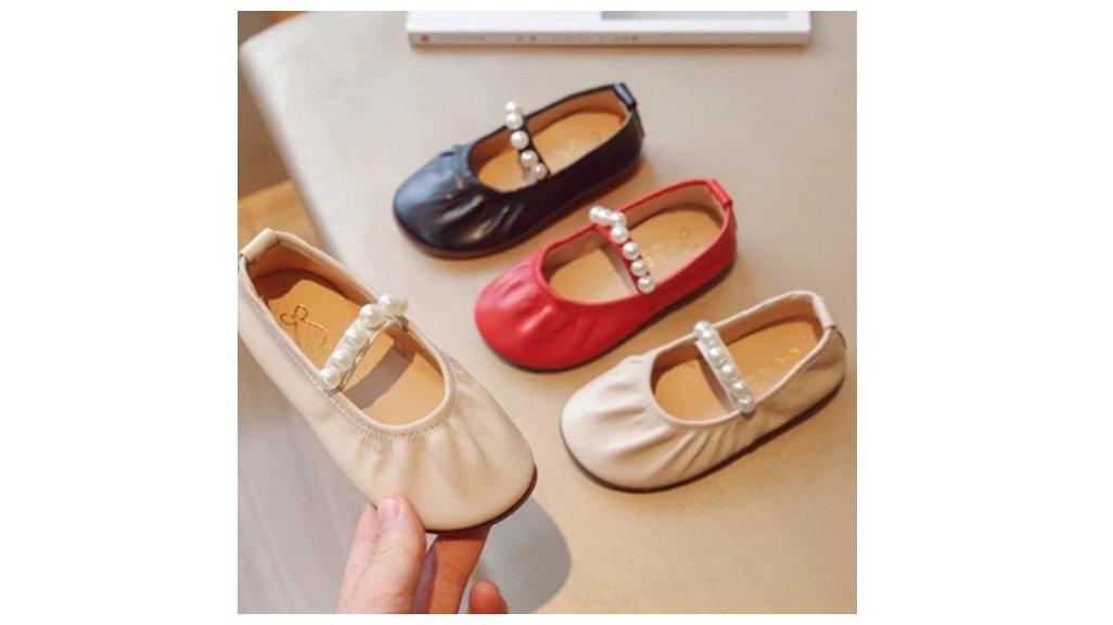 Sepatu Casual Anak Perempuan Ballerina Mutiara Soft Leather