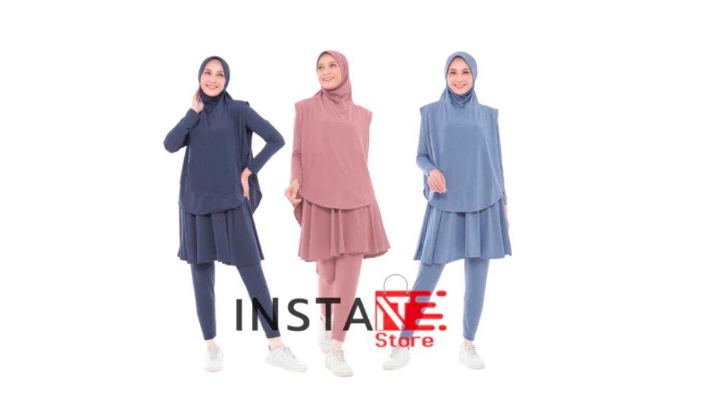 Setelan Olahraga Wanita Muslimah Kekinian Skirt Sport Senam Lari Bersepeda Zumba Renang
