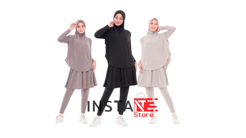 Setelan Olahraga Wanita Muslimah Kekinian Skirt Sport Senam Lari Bersepeda Zumba Renang