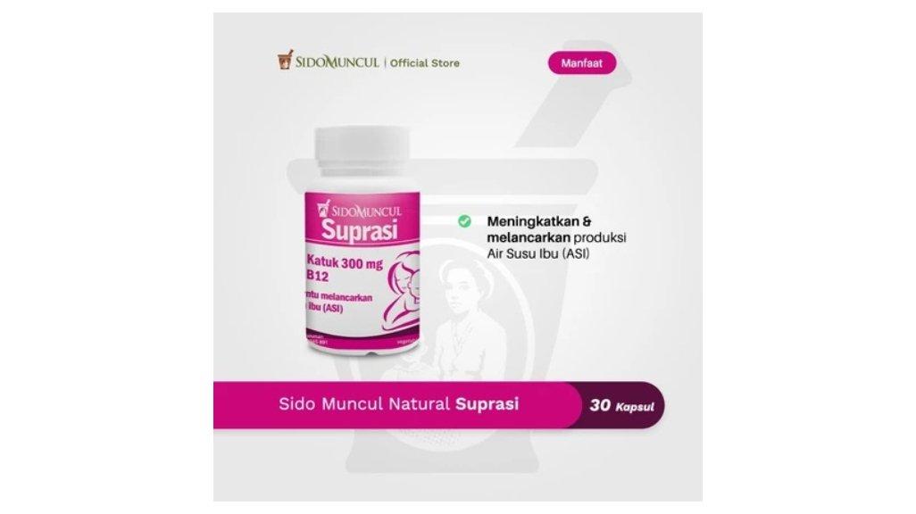 Sido Muncul Natural Herbal Suprasi 30 Kapsul - Daun Katuk Air Susu Ibu ASI