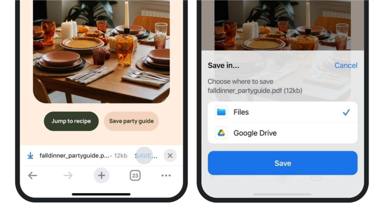 Ilustrasi menyimpan unduhan ke Google Drive dari Chrome di iOS