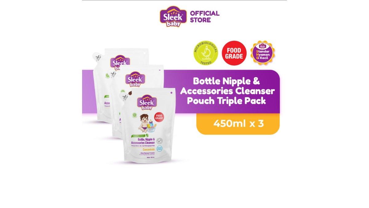 Sleek Baby Bottle Nipple&Accessories Cleanser Pouch 450ml Triple Pack