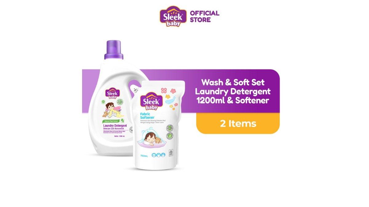 Sleek Baby Wash & Soft Set - Laundry Detergent 1200ml & Softener