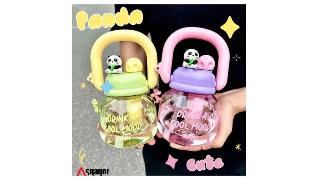 Snager Botol Air Minum 2 Sisi Anak Bulat Panda Tritan Dua Cara Minum Linlin Aesthetic BT06 800ml