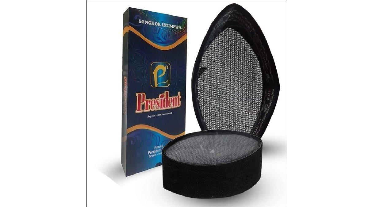 Songkok Nasional President Asli Original 100 persen - Peci Hitam Kopiah Nasional President Full AC Berbahan Bludru Hitam