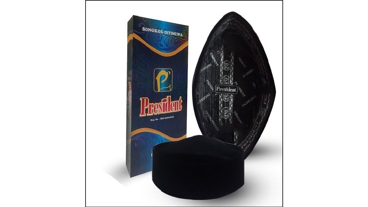 Songkok President Susun Exclusive Peci Hitam - Kopiah Nasional President Susun Berbahan Bludru Hitam