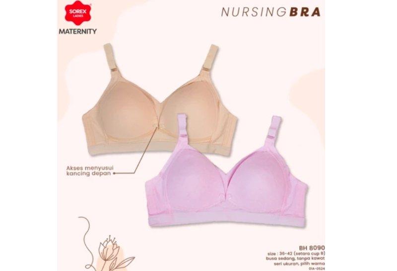 Sorex Bra Menyusui Tanpa Kawat Full Cup B Kait 4 Bukaan Depan Katun Mix Nursing Bra BH 8090