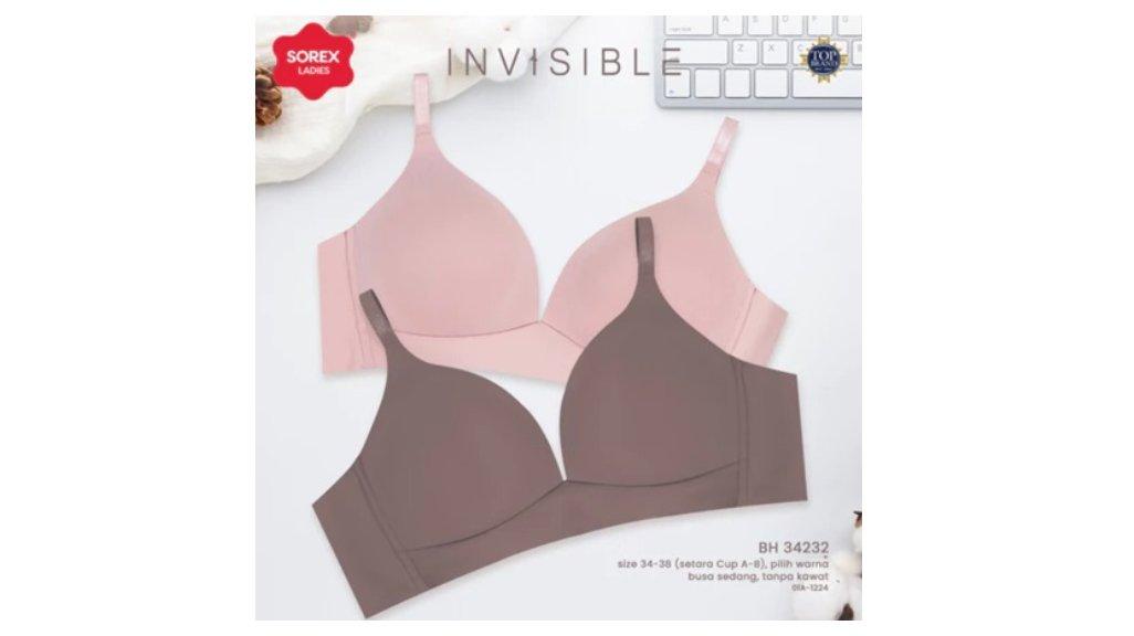 Sorex Invisible Bra Harian Seamless Busa Sedang Tanpa Kawat Kait 2 Nilon Mix