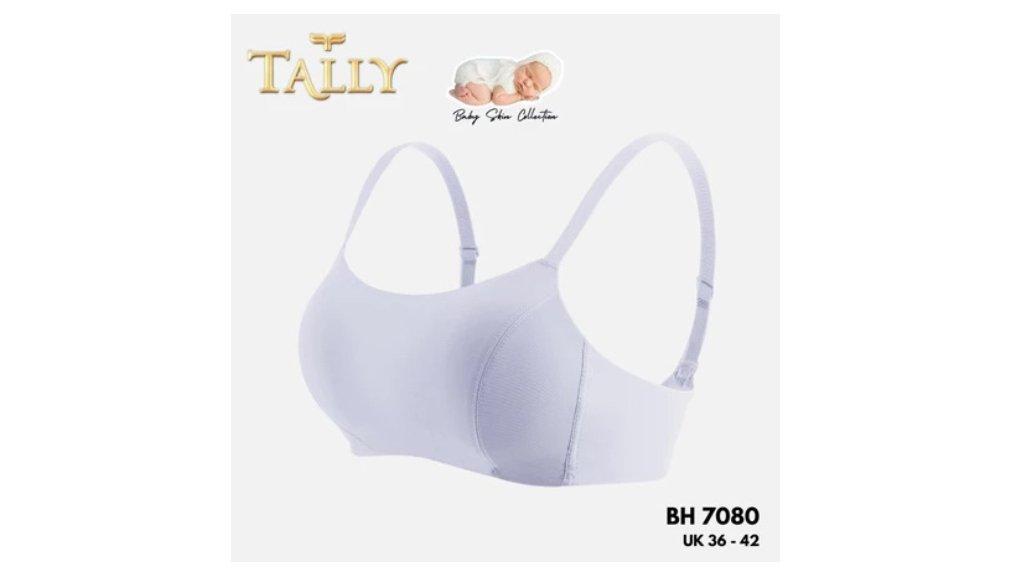 TALLY BH 7080 Bra Wanita Tanpa Kawat Busa Tipis Bahan Nilon Seamless Baby Skin CUP C Kait 3 Bra PREMIUM 