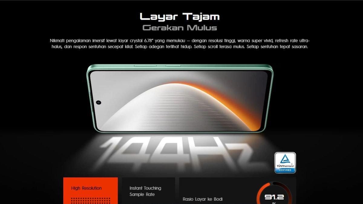 Ilustrasi layar TECNO POVA 7 5G