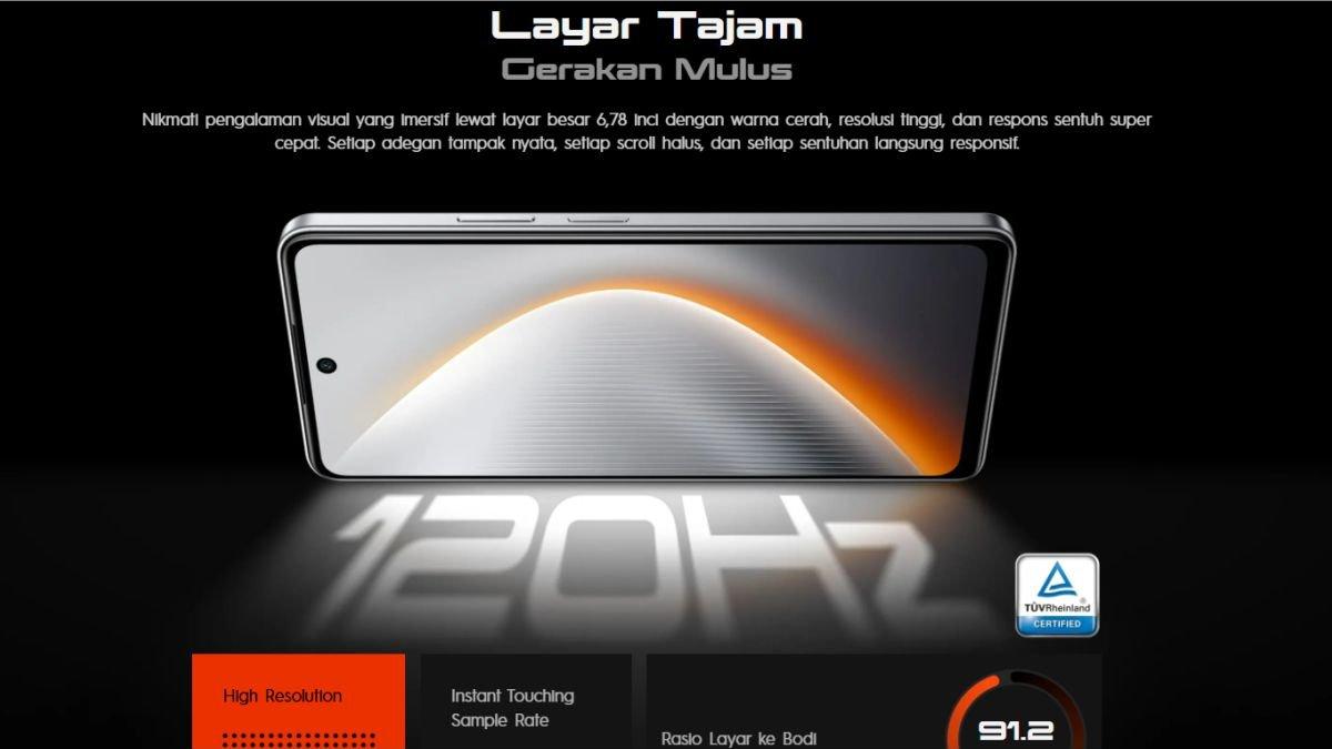 Ilustrasi spesifikasi layar TECNO POVA 7