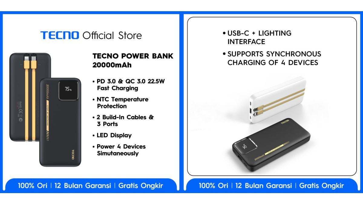 Ilustrasi power bank TECNO TOB-P204Q