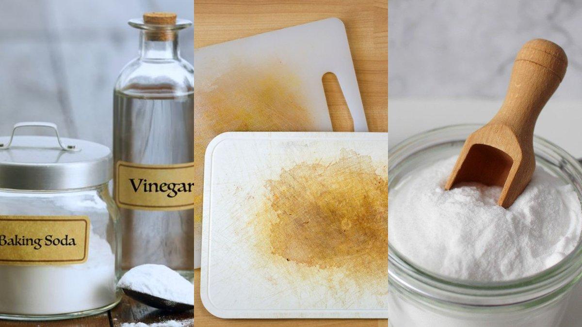 Talenan plastik yang kotor bisa dibersihkan pakai berbagai bahan dapur seperti cuka, garam dan baking soda.
