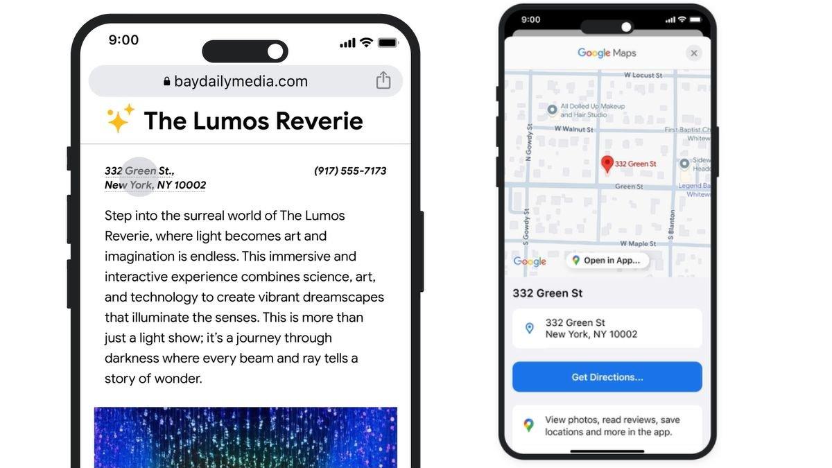 Ilustrasi tampilan mini peta di Chrome iOS dengan sekali ketuk